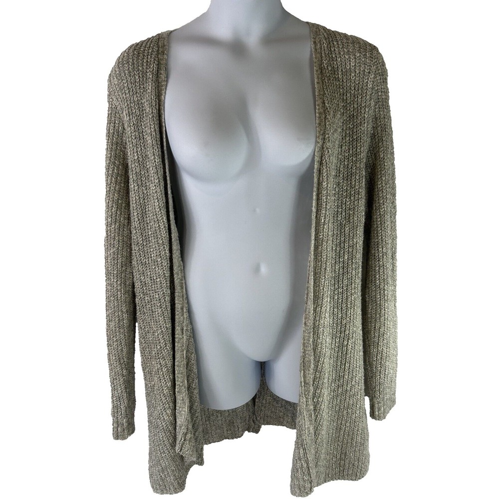 Gibson & Latimer Women's XL Tan Open Sweater Cardigan Lace Up Back Cottage Boho